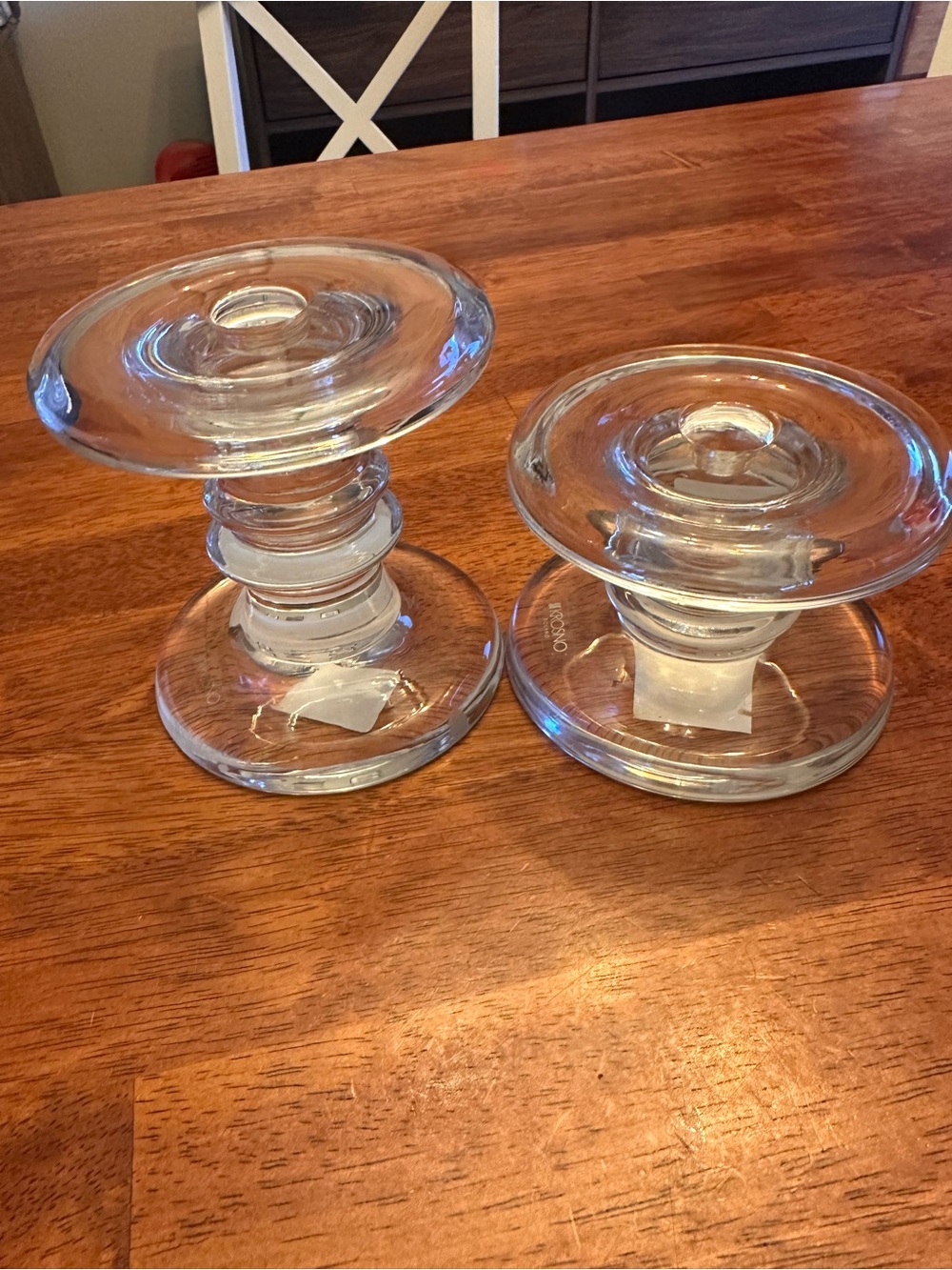 Vintage Pottery Barn Claro Glass Candle Holders – Set of 2 – 3.25" & 4.5" - Picture 4 of 7